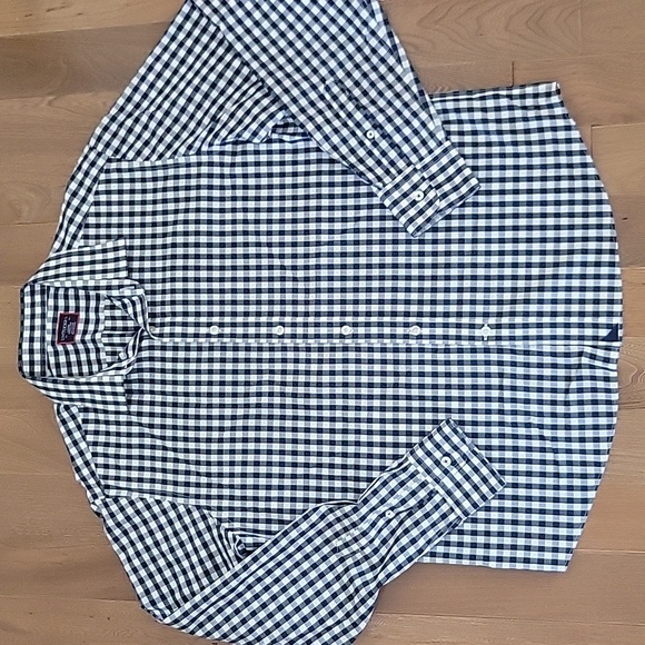 Untuckit it Wrinkle Free Long Sleeve Button Down Shirt Blue White Check Large - Picture 1 of 7